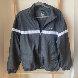 Nike Full Zip Windbreaker Mesh Lined Men's Black White Jacket Size XL
